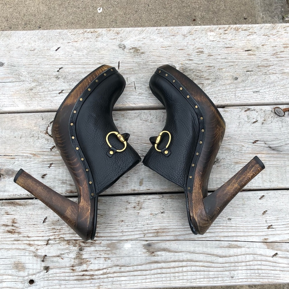 Gucci Horsebit Clogs 8.5 Black Shoes Vintage Mules - Picture 4 of 14
